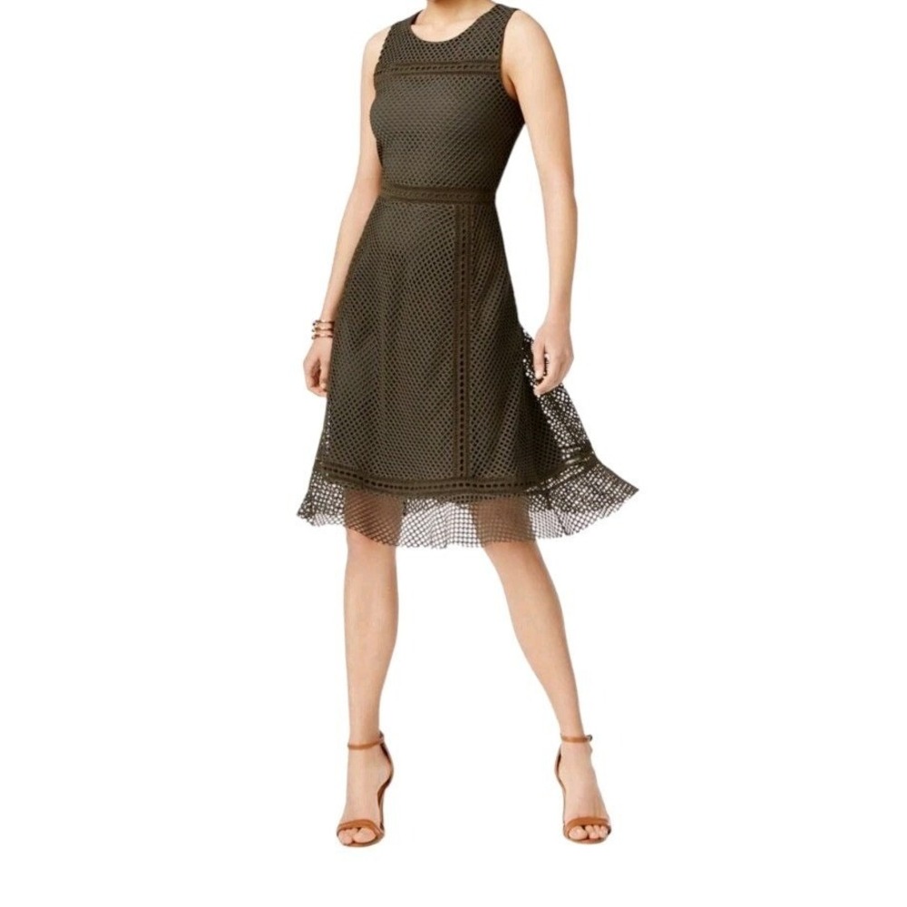 Alfani Dress  Mesh Fit Flare ‎ Size 4 Gray Color Cocktail Party Dress